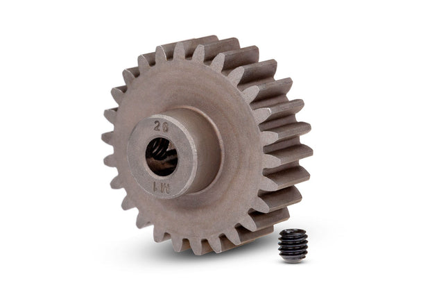 Gear, 26-T pinion (1.0 metric pitch) (fits 5mm shaft)/ set screw (compatible with steel spur gears)