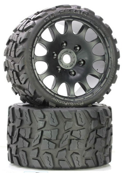Power Hobby Raptor Belted Moster Truck Tires on Viper Wheels 17mm Hex race